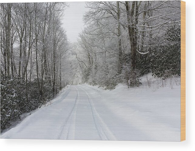 Snow Wood Print featuring the photograph Tire Tracks In Fresh Snow by D K Wall