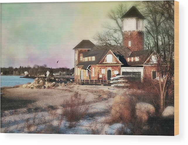 Greenwich Connecticut Wood Print featuring the photograph Tod's Point Beach House by Diana Angstadt