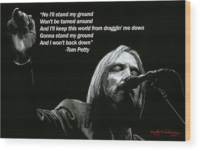 Tom Petty Wood Print featuring the drawing Tom Petty by Kenneth Williams