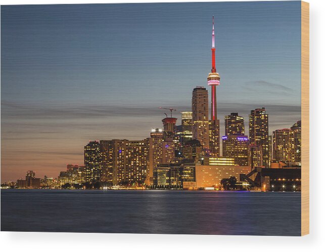 3scape Wood Print featuring the photograph Toronto Skyline at Dusk by Adam Romanowicz