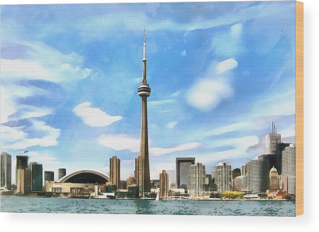 Toronto Wood Print featuring the painting Toronto Waterfront - Canada by Maciek Froncisz