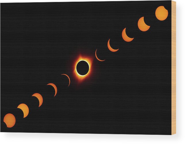 Outdoor; Sun; Eclipse Wood Print featuring the digital art Total Eclipse 2017 by Michael Lee