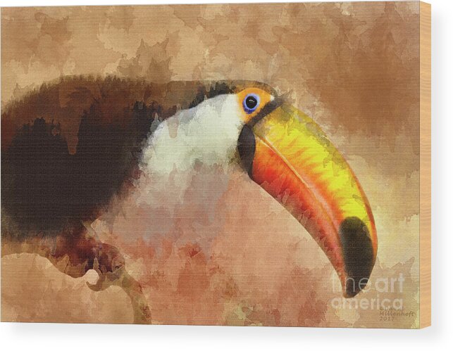 Toucan Wood Print featuring the mixed media Toucan by David Millenheft