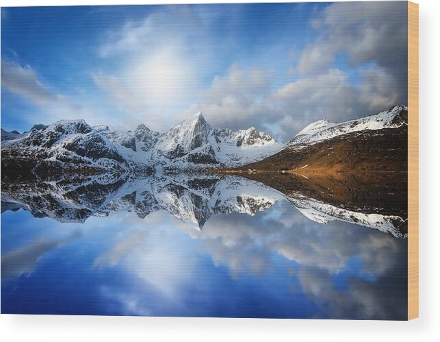 Landscape Wood Print featuring the photograph Touch The Sky by Philippe Sainte-Laudy