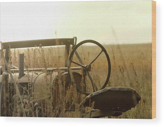 Tractor Wood Print featuring the photograph Tractor Sunrise by Troy Stapek