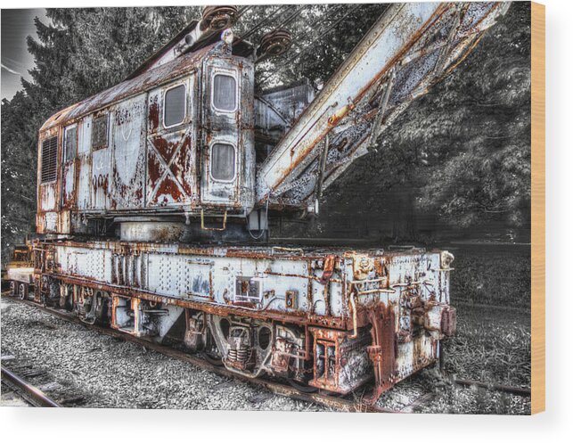 Trains Wood Print featuring the photograph Train Crane 2 by John Meader