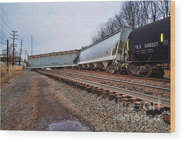 Paul Ward Wood Print featuring the photograph Train Derailed by Paul Ward