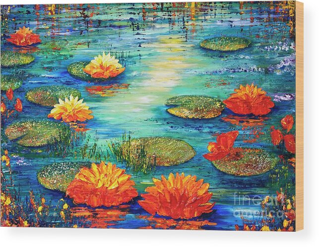 Lilies Wood Print featuring the painting Tranquility V by Teresa Wegrzyn