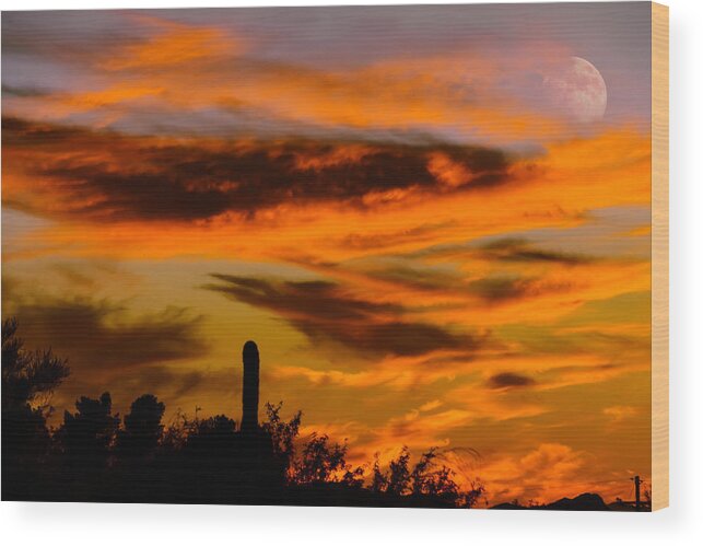 Moon.sunset Wood Print featuring the photograph Transition by Mark Myhaver