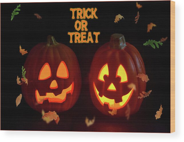 Halloween Wood Print featuring the photograph Trick or Treat by Cathy Kovarik