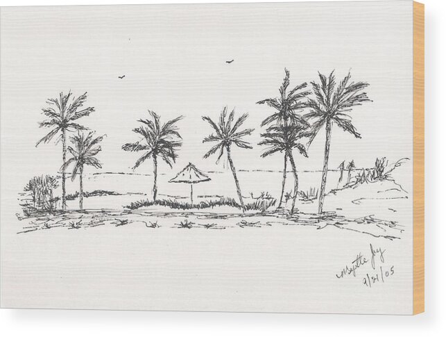 Drawing Wood Print featuring the painting Tropical Beach II by Myrtle Joy