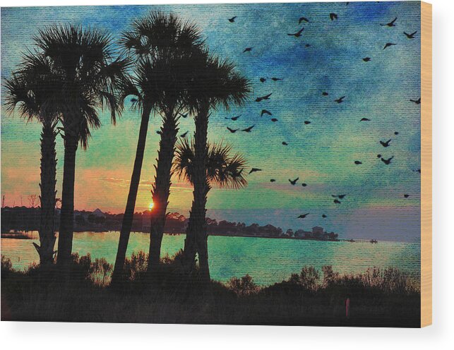 Seascapes Wood Print featuring the digital art Tropical Evening by Jan Amiss Photography