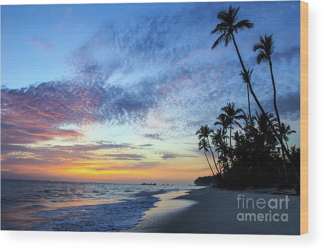 Beach Wood Print featuring the photograph Tropical Island Sunrise by Jennifer Ludlum
