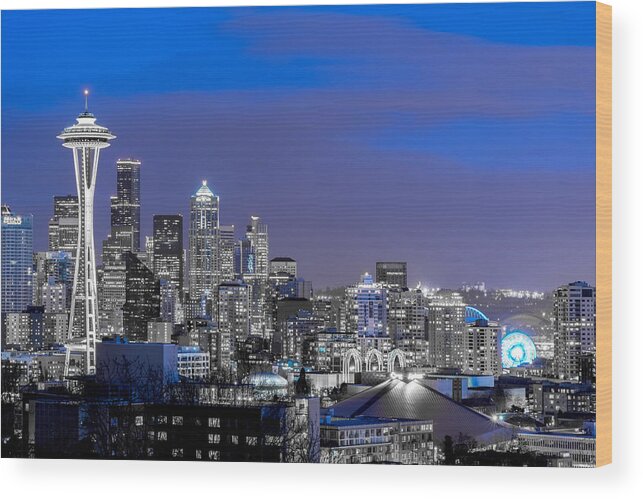 Seattle Wood Print featuring the photograph True to the Blue in Seattle by Ken Stanback