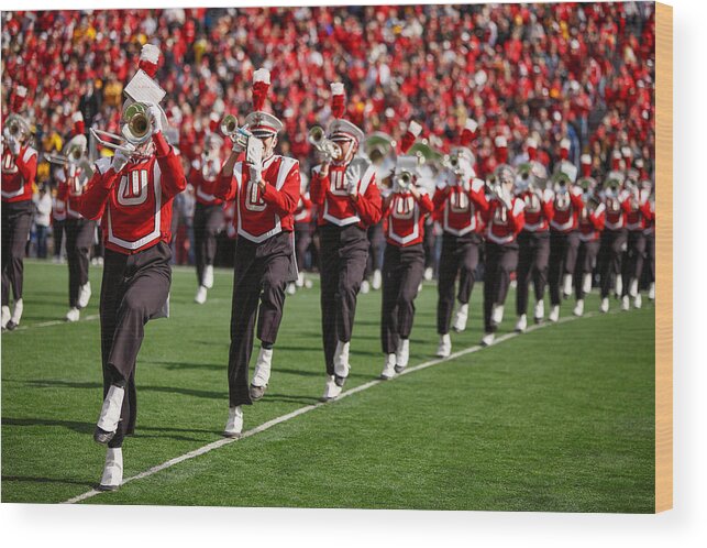 University Of Wisconsin Wood Print featuring the photograph Trumpet Line by Todd Klassy