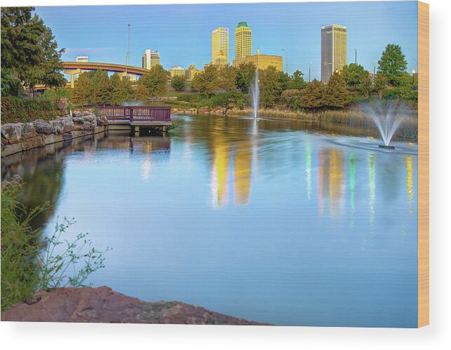 Tulsa Wood Print featuring the photograph Tulsa at Dawn by Gregory Ballos