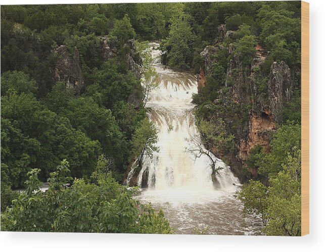 Nature Wood Print featuring the photograph Turner Falls Waterfall by Sheila Brown