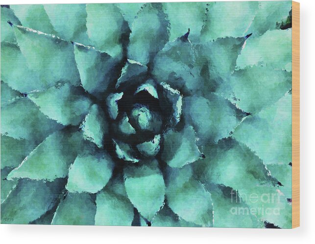 Succulent Wood Print featuring the digital art Turquoise Succulent Plant by Phil Perkins