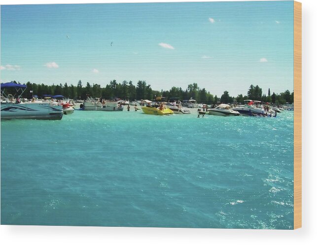 Michigan Wood Print featuring the photograph Turquoise Waters at the Torch Lake Sandbar by Michelle Calkins