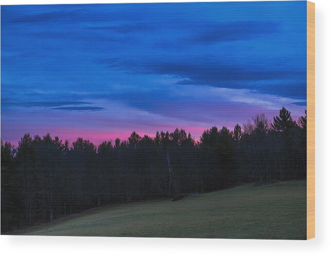 Sunset Lake Road West Brattleboro Vermont Wood Print featuring the photograph Twilight Field by Tom Singleton