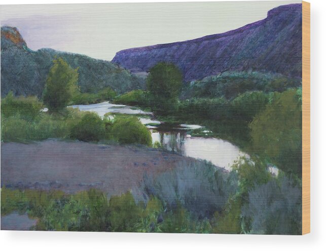 Taos Wood Print featuring the painting Twilight Taos SOLD by Cap Pannell