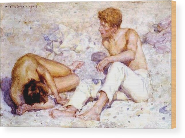 Henry Wood Print featuring the painting Two Boys on the Beach by Henry Scott Tuke