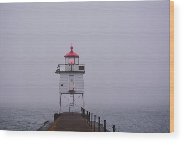 American Wood Print featuring the photograph Two Harbors Breakwater by Bonfire Photography