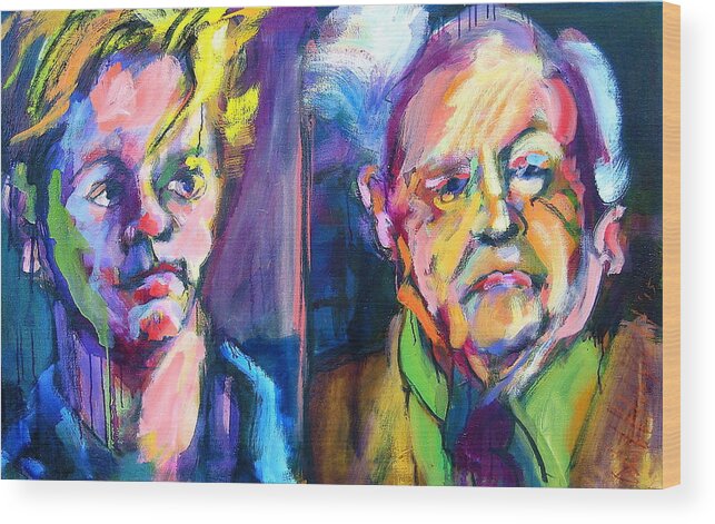 Mickey Rooney Wood Print featuring the painting Two Rooneys by Les Leffingwell