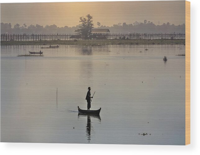 U Bein Bridge Wood Print featuring the photograph U Bein Bridge - Myanmar by Joana Kruse