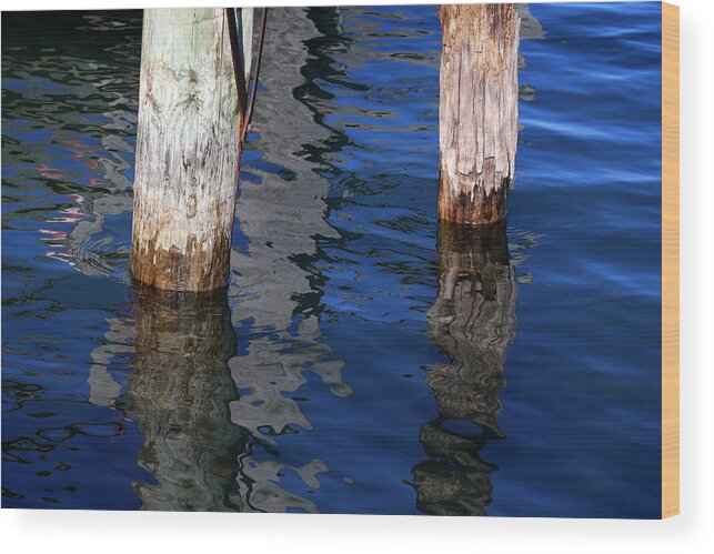 Pilings Wood Print featuring the photograph Under the Old Dock by Mary Bedy
