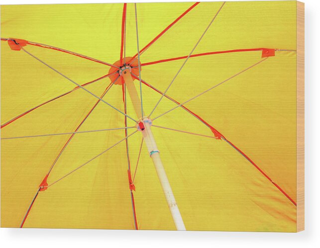 Minimalism Wood Print featuring the photograph Underneath the Yellow Umbrella by Prakash Ghai