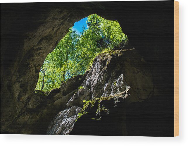 Cave Wood Print featuring the photograph Underworld Exit by Andreas Berthold