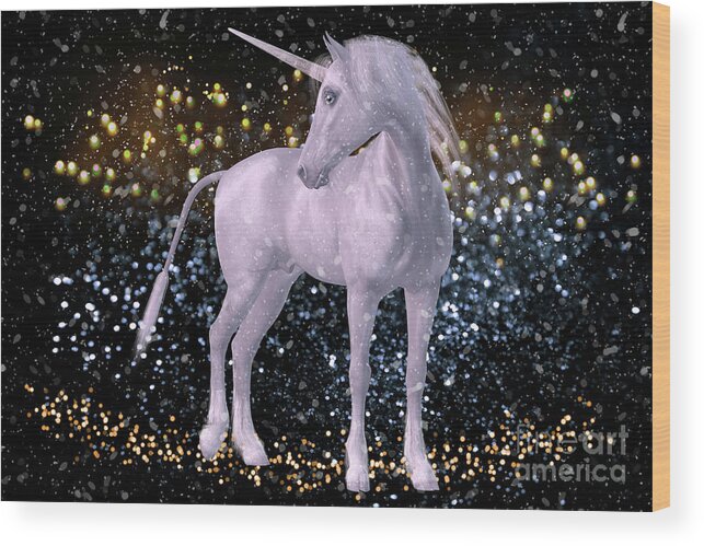 Unicorn Wood Print featuring the digital art Unicorn Dust by Digital Art Cafe