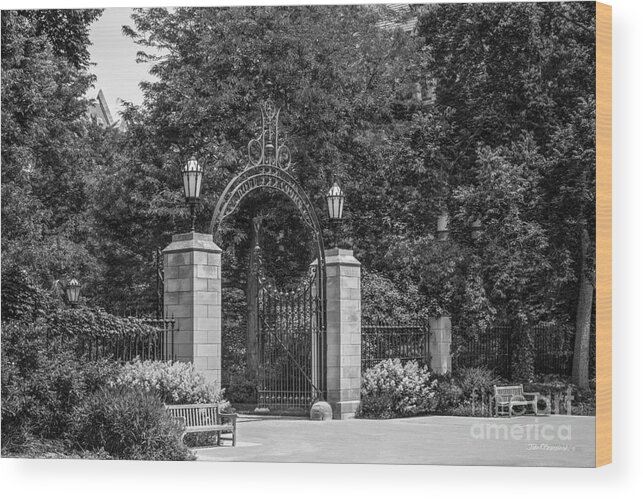 Chicago Wood Print featuring the photograph University of Chicago Hull Court Gate by University Icons