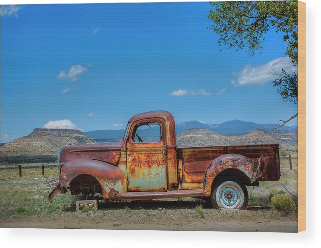 Yard Art Wood Print featuring the photograph Up on blocks by Steve Gravano