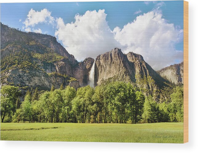 Spring Wood Print featuring the photograph Upper Yosemite Fall by Brian Tada