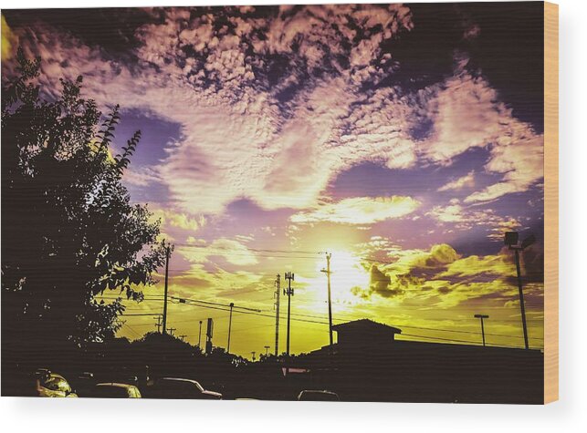 Sunset Wood Print featuring the photograph Urban Sunset #3 by Angela Weddle