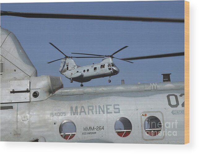 Adults Only Wood Print featuring the photograph U.s. Marine Corps Ch-46 Sea Knight by Stocktrek Images