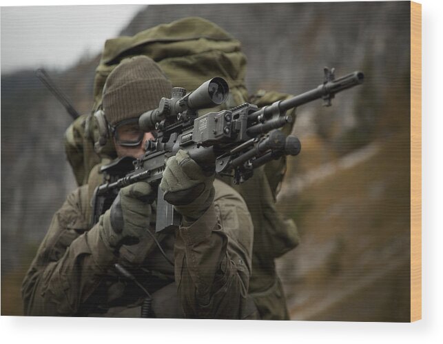 Special Operations Forces Wood Print featuring the photograph U.s. Special Forces Soldier Armed by Tom Weber