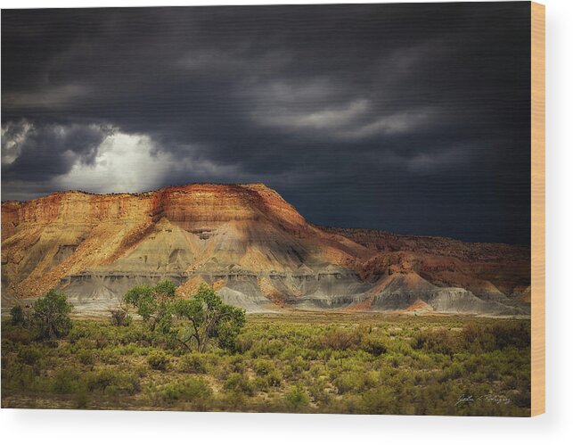 Utah Wood Print featuring the photograph Utah Mountain with Storm Clouds by John A Rodriguez
