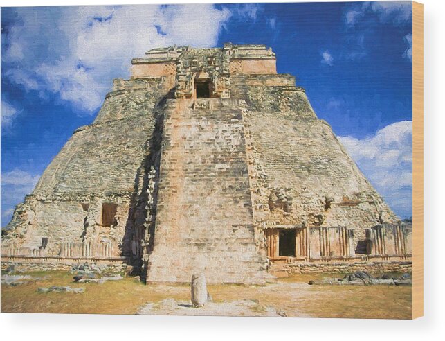 Maya Wood Print featuring the digital art Uxmal Mayan Ruins by Roy Pedersen