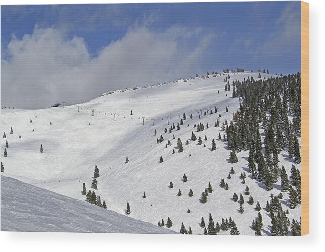 Vail Wood Print featuring the photograph Vail Resort - Colorado - Blue Sky Basin by Brendan Reals