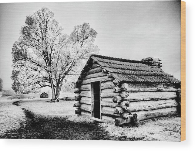Early American Wood Print featuring the photograph Valley Forge Winter Troops Hut              by Paul W Faust - Impressions of Light