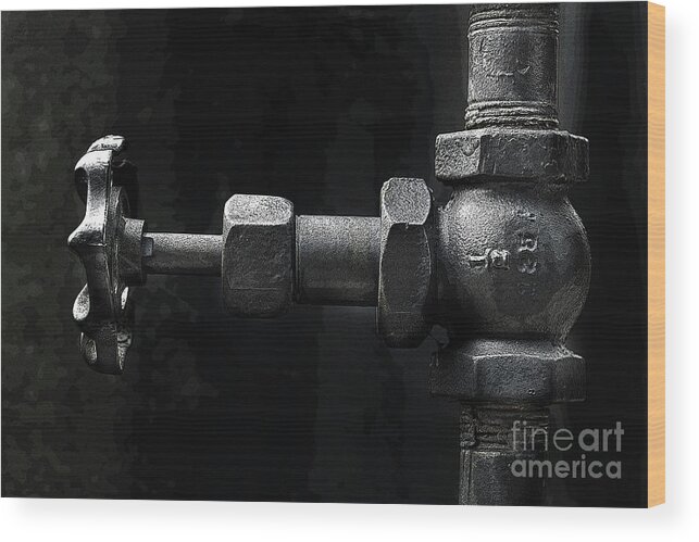 Steam Valve Shutoff Wood Print featuring the photograph Valve by Mike Eingle
