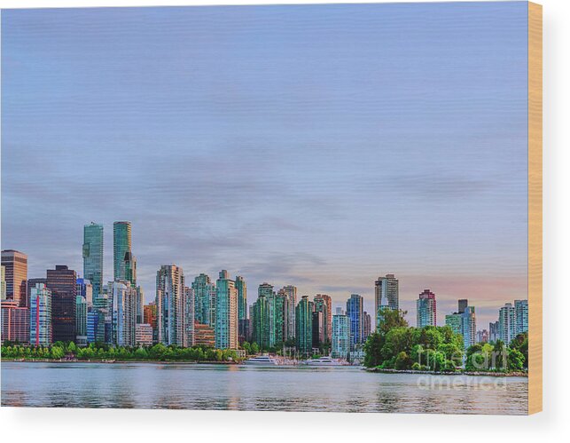 Embankment Wood Print featuring the photograph Vancouver skyline at sunset by Viktor Birkus