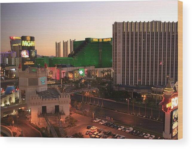Nevada Wood Print featuring the photograph Vegas Dawn by Christopher J Kirby