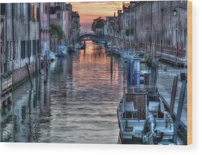 Venice Wood Print featuring the photograph Venetian Sunset by John Hoey