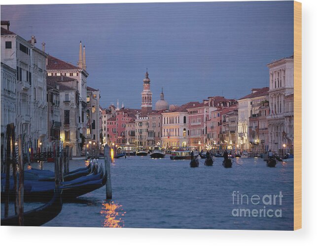 Venice Wood Print featuring the photograph Venice Blue Hour 2 by Heiko Koehrer-Wagner