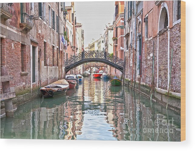 Venice Wood Print featuring the photograph Venice bridge crossing 2 by Heiko Koehrer-Wagner