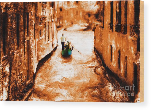 Venice City Wood Print featuring the painting Venice city by Gull G
